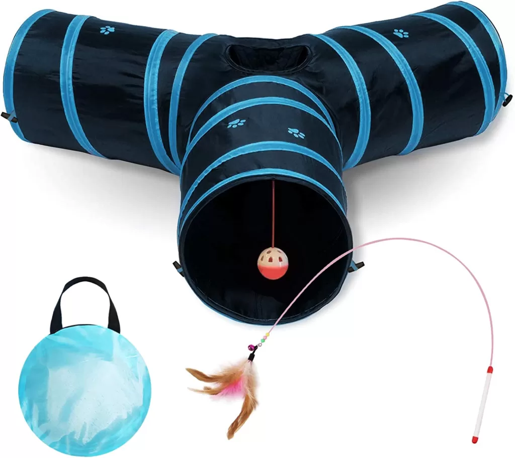 best cat tunnel; All Prime Cat Tunnel - Also Included is a ($5 Value) Interactive Cat Toy - Toys for Cats - Cat Tunnels for Indoor Cats - Cat Tube - Collapsible 3 Way Pet Tunnel - Great Toy for Cats & Rabb